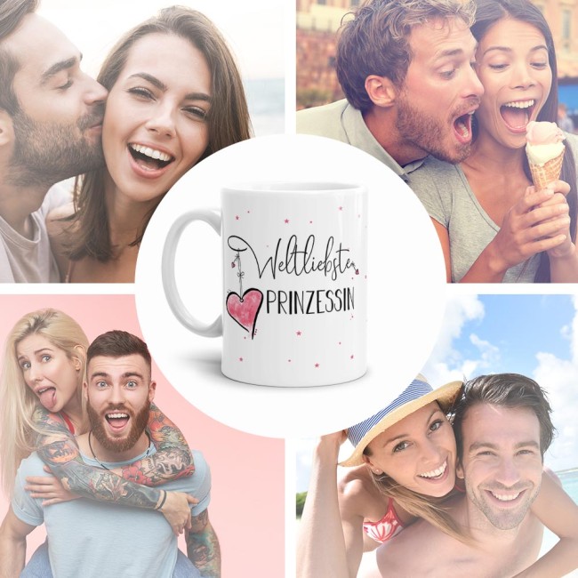 Tasse mit Kosename - Weltliebste Prinzessin - Wei&szlig;