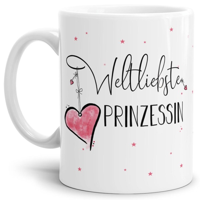 Tasse mit Kosename - Weltliebste Prinzessin - Wei&szlig;