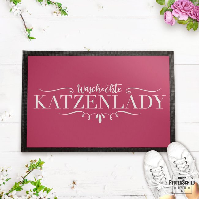 Fu&szlig;matte mit Spruch - Waschechte Katzenlady