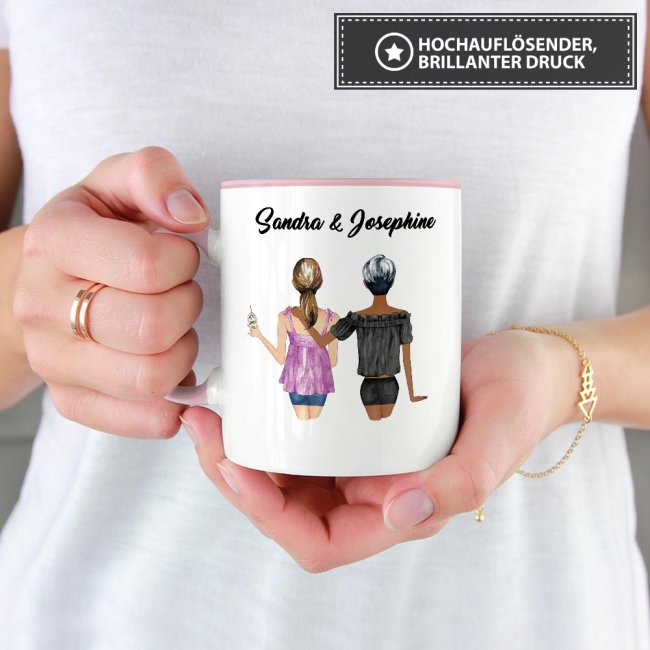 Tasse Beste Freundin BILDTEXTPERSO mit Foto zusammenstellbar Innen &amp; Henkel Rosa