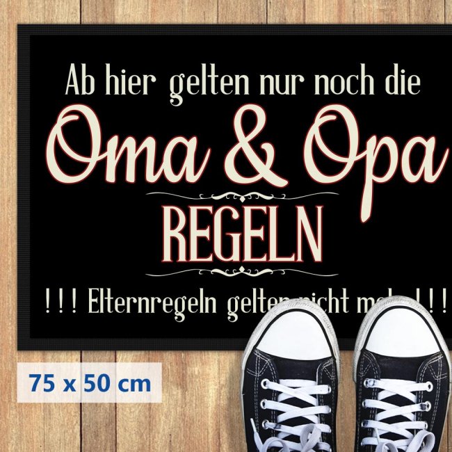 Fu&szlig;matte mit Spruch - Oma &amp; Opa Regeln - 75 x 50 cm
