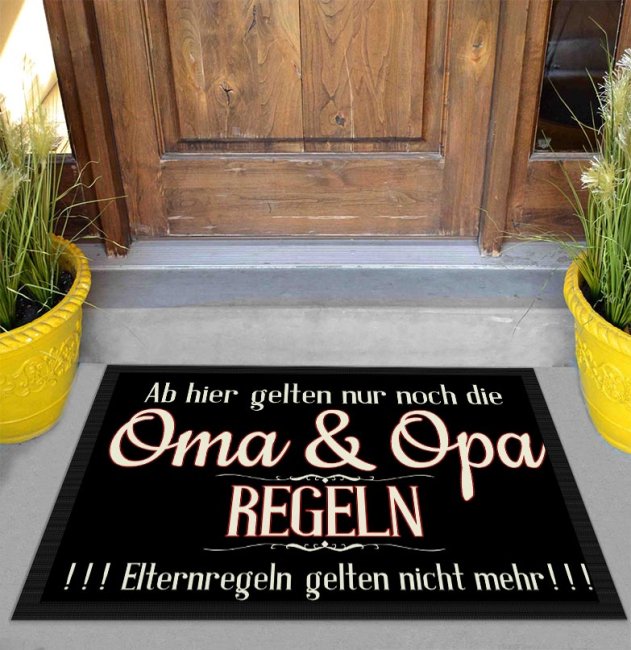 Fu&szlig;matte mit Spruch - Oma &amp; Opa Regeln - 75 x 50 cm
