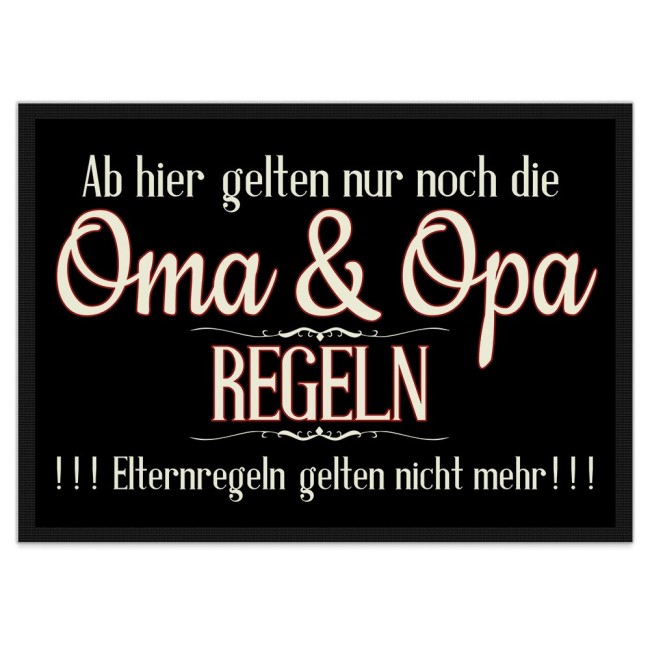 Fu&szlig;matte mit Spruch - Oma &amp; Opa Regeln - 75 x 50 cm