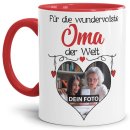 Tasse mit Foto - Wundervollste Oma - Innen &amp; Henkel Rot