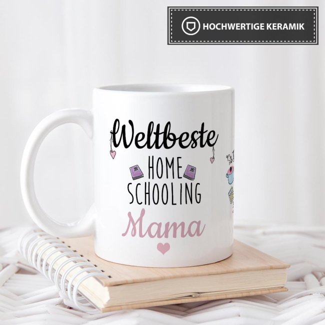 Tasse mit Spruch - Weltbeste Homeschooling Mama - Wei&szlig;