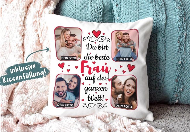 Collagenkissen - Beste Frau - Wei&szlig; seidig glatt