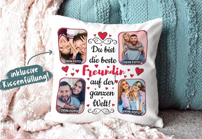 Collagenkissen - Beste Freundin - Wei&szlig; seidig glatt