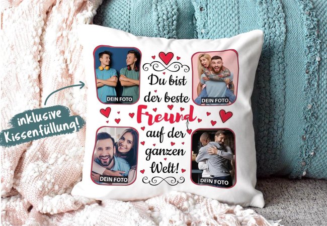 Collagenkissen - Bester Freund - Wei&szlig; seidig glatt