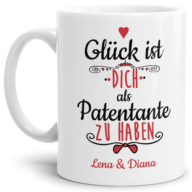 Tasse f&uuml;r Patentante von - mit Wunschnamen - Wei&szlig;