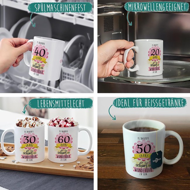 Tasse zum 100. Geburtstag - So scharf und wunderbar - Wei&szlig;