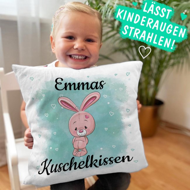 Kissen f&uuml;r Kinder mit s&uuml;&szlig;em Tiermotiv und Name