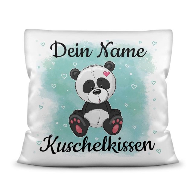 Kissen f&uuml;r Kinder mit s&uuml;&szlig;em Tiermotiv und Name - Panda - Wei&szlig;