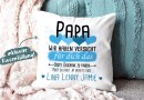 Kissen - Geschenk f&uuml;r Papa von Kindern - in Hellblau...