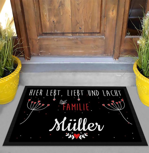 Fu&szlig;matte mit Spruch - Lebt Liebt Lacht - Schmetterling