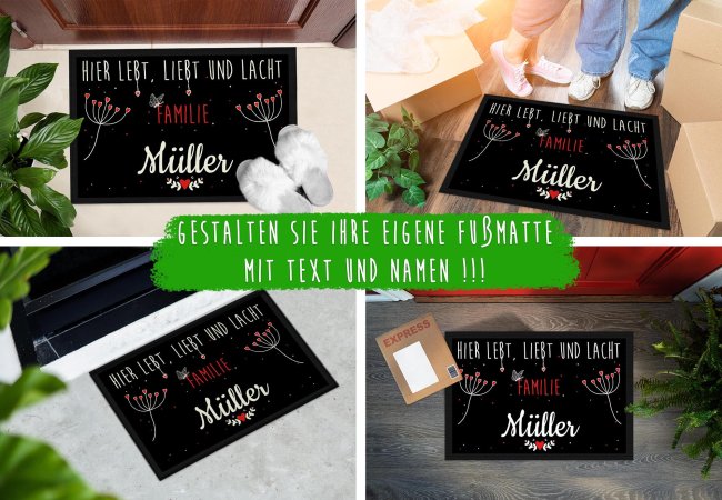 Fu&szlig;matte mit Spruch - Lebt Liebt Lacht - Schmetterling