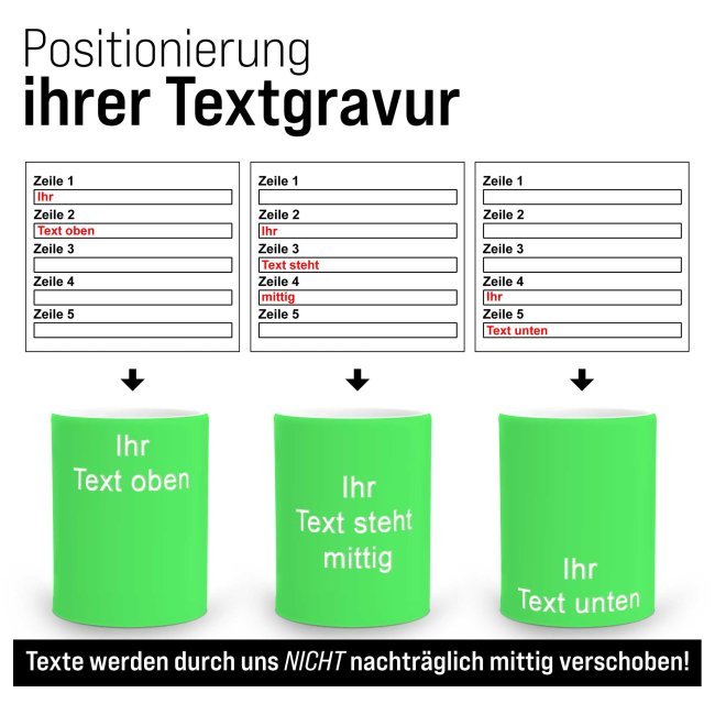 Neon Tasse mit Wunschgravur - Neon-Gr&uuml;n