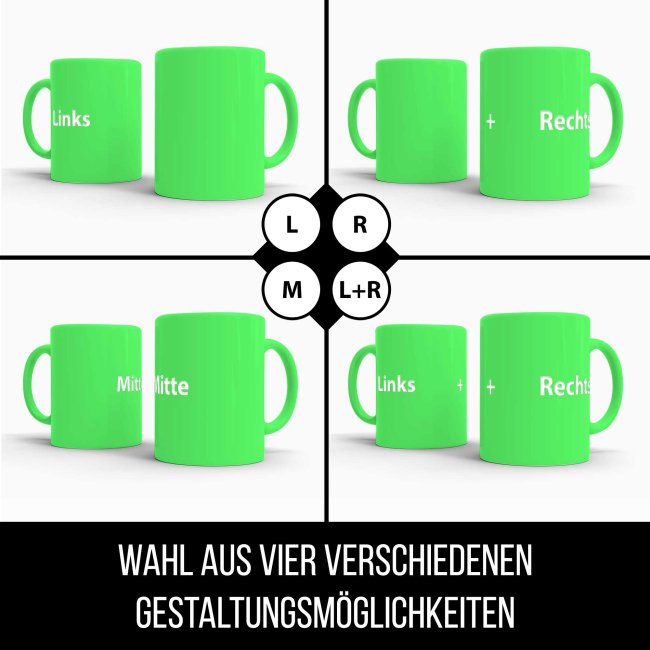 Neon Tasse mit Wunschgravur - Neon-Gr&uuml;n