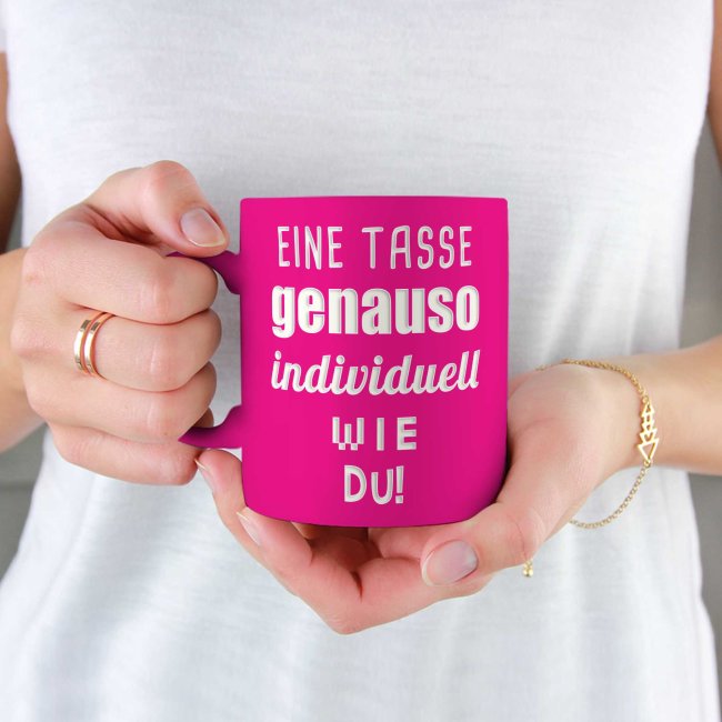 Neon Tasse mit Wunschgravur - Neon-Pink