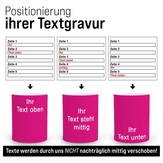 Neon Tasse mit Wunschgravur - Neon-Pink
