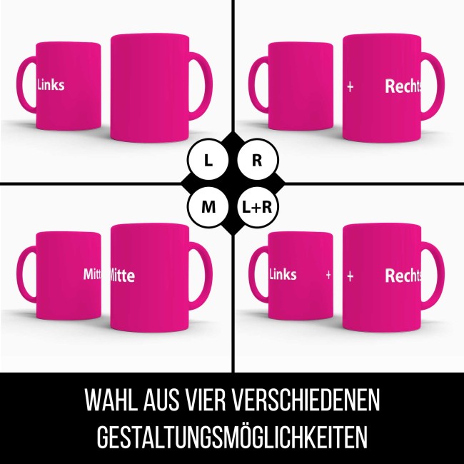 Neon Tasse mit Wunschgravur - Neon-Pink