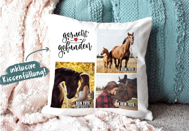 Kissen - Fotocollage - Gesucht und Gefunden - mit drei Fotos
