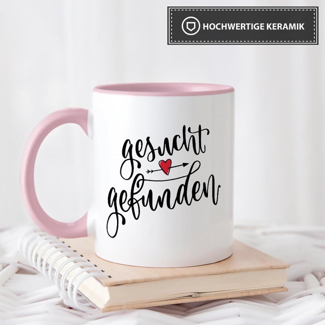 Tasse mit Spruch - Gesucht Gefunden - mit Foto &amp; Name