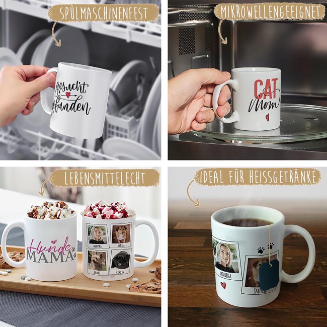 Tasse mit Spruch - Gesucht Gefunden - mit Foto &amp; Name