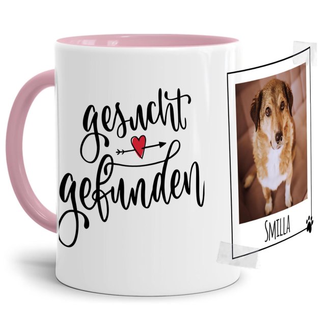 Tasse mit Spruch - Gesucht Gefunden - mit Foto &amp; Name