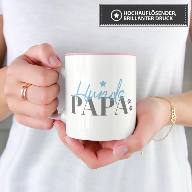 Tasse mit Spruch - Hundepapa - mit Foto &amp; Name
