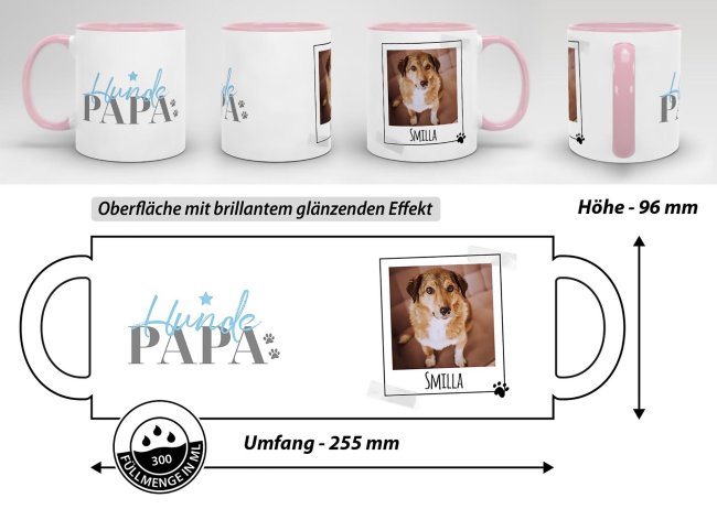 Tasse mit Spruch - Hundepapa - mit Foto &amp; Name