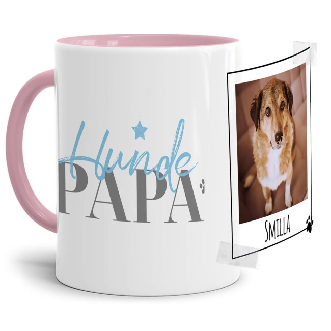 Tasse mit Spruch - Hundepapa - mit Foto &amp; Name