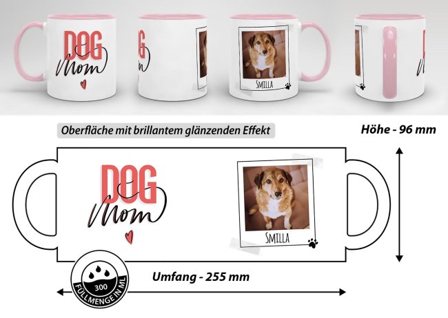 Tasse mit Spruch - Dogmom - mit Foto &amp; Name