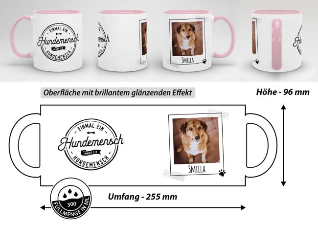 Tasse mit Spruch - Hundemensch - mit Foto &amp; Name