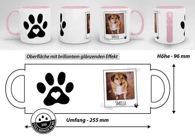 Tasse mit Spruch - Pfote - mit Foto &amp; Name