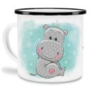 Kindertasse aus Emaille - Nilpferd - mit Wunschname...