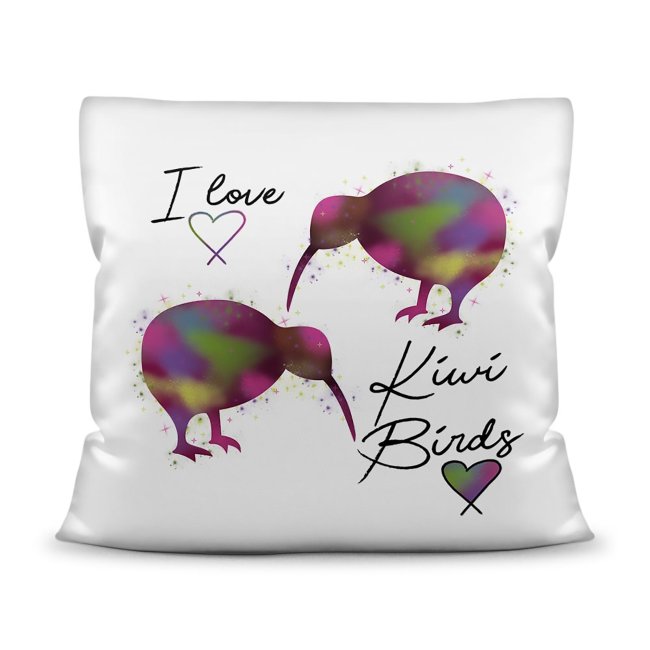 Kiwi Kissen mit Spruch - I love Kiwi Birds - Wei&szlig;