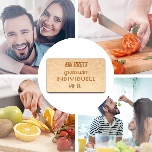 Graviertes Holzbrett mit Wunschtext beschriften