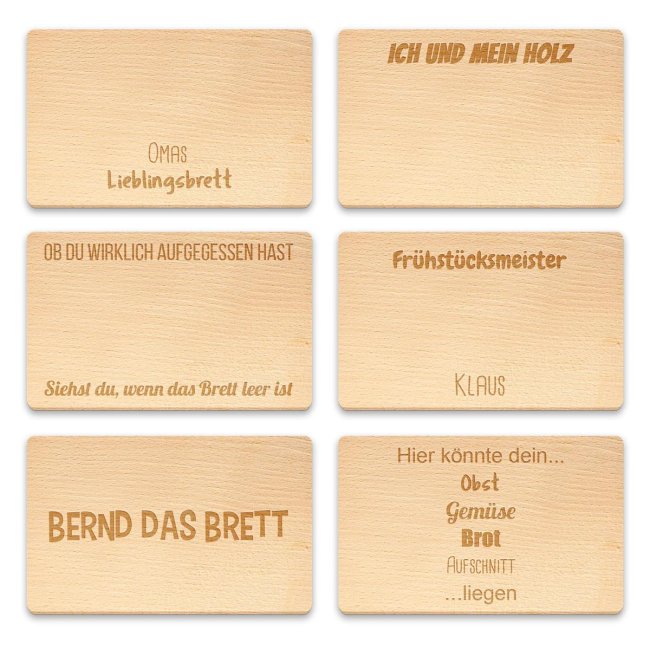 Graviertes Holzbrett mit Wunschtext beschriften