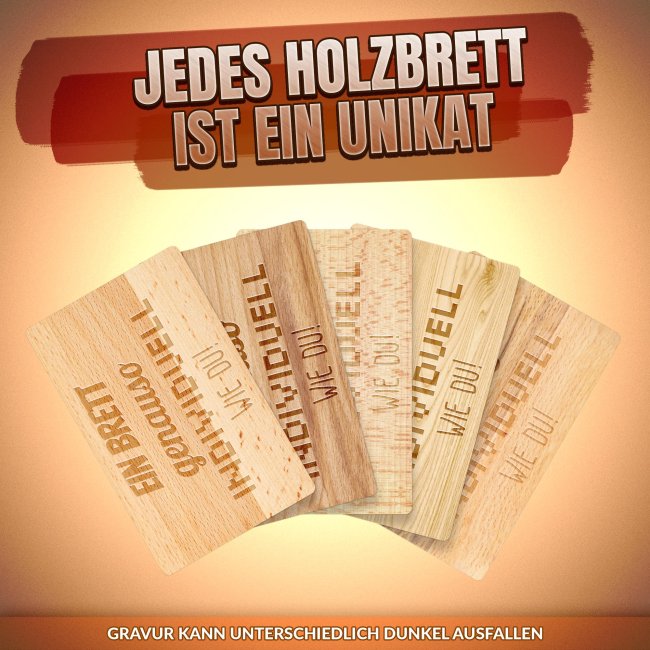 Graviertes Holzbrett mit Wunschtext beschriften