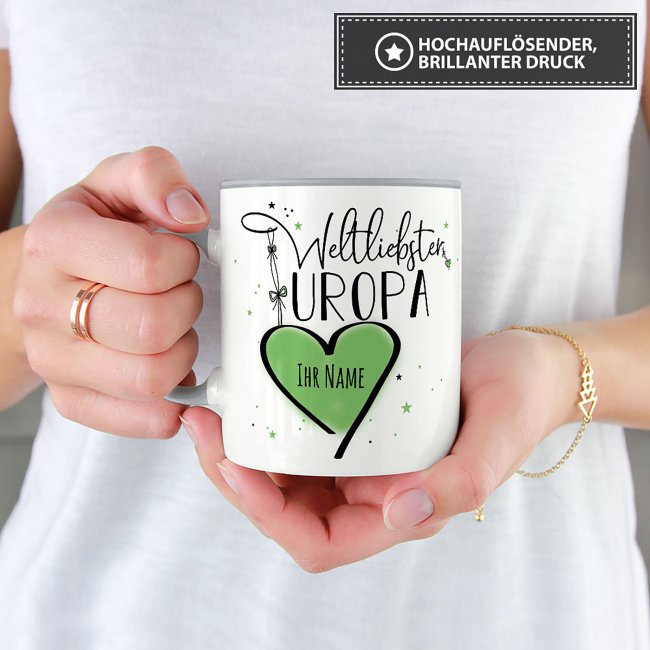 Namenstasse - Weltliebster Uropa - Innen &amp; Henkel Grau
