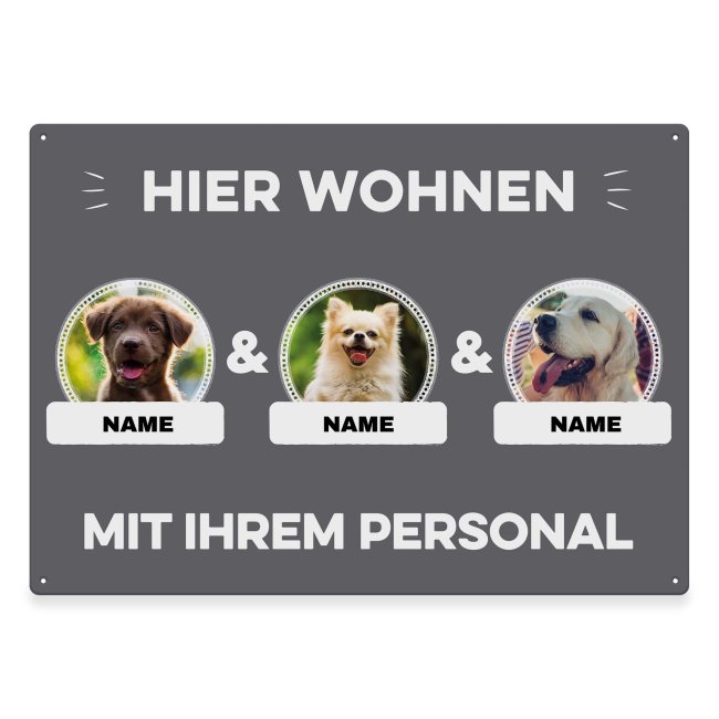 Wohnt Outdoorschild mit Spruch - Hier wohnt mit Personal | TASSENDRUCK, 29,95