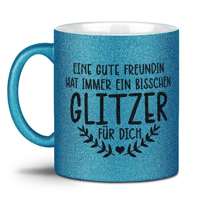 Glitzertasse - Glitzer f&uuml;r dich - Blau