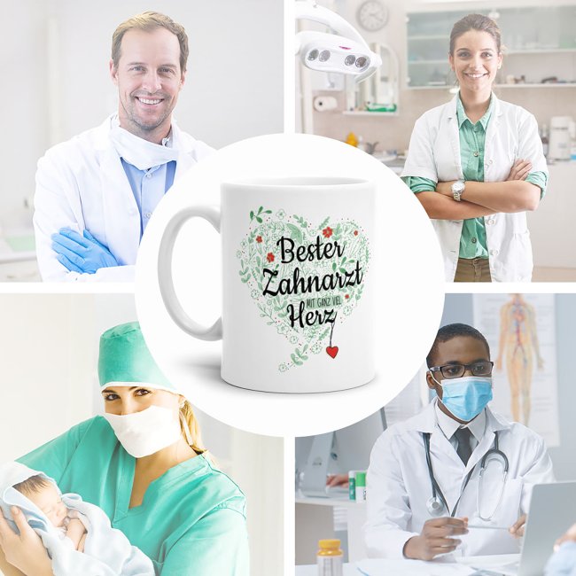 Arzt Tasse - &Auml;rzte mit ganz viel Herz - Zahnarzt - Wei&szlig; matt