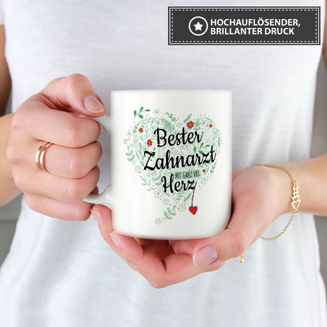 Arzt Tasse - &Auml;rzte mit ganz viel Herz - Zahnarzt - Wei&szlig; matt
