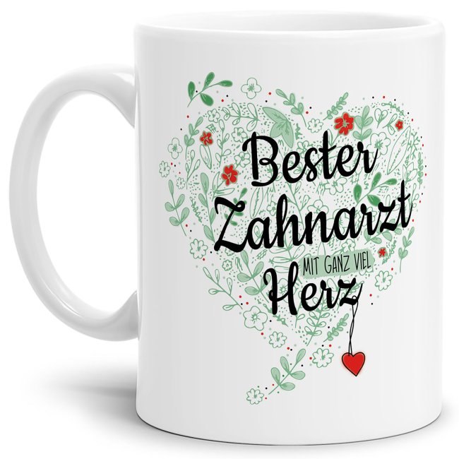 Arzt Tasse - &Auml;rzte mit ganz viel Herz - Zahnarzt - Wei&szlig; matt