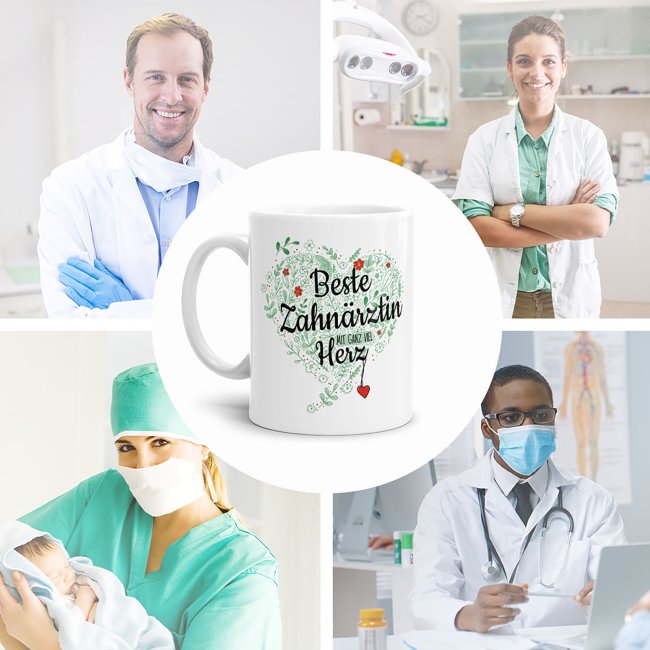 Arzt Tasse - &Auml;rzte mit ganz viel Herz - Zahn&auml;rztin - Wei&szlig;
