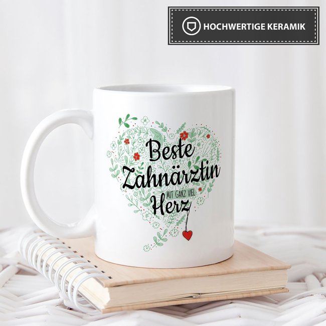 Arzt Tasse - &Auml;rzte mit ganz viel Herz - Zahn&auml;rztin - Wei&szlig;
