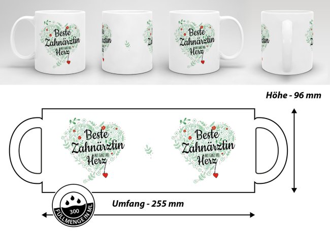 Arzt Tasse - &Auml;rzte mit ganz viel Herz - Zahn&auml;rztin - Wei&szlig;