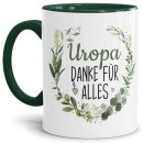 Tasse mit Spruch - Danke für alles Uropa - Innen & Henkel...