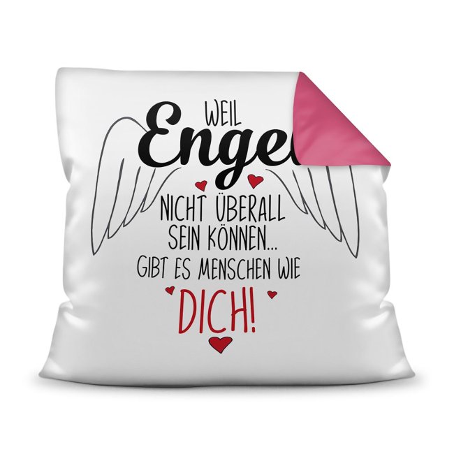 Bedrucktes Kissen mit Motiv Weil Engel nicht überall sein können